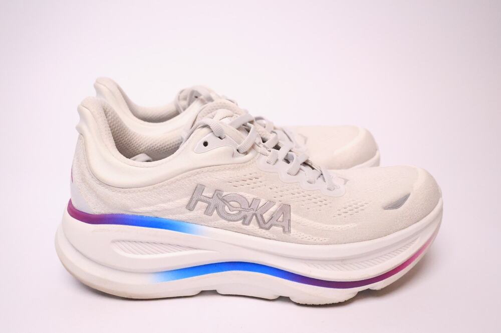 HOKA One One Bondi 9 Wide Light Gray White 1162014 CYWH Women Size 9D #205